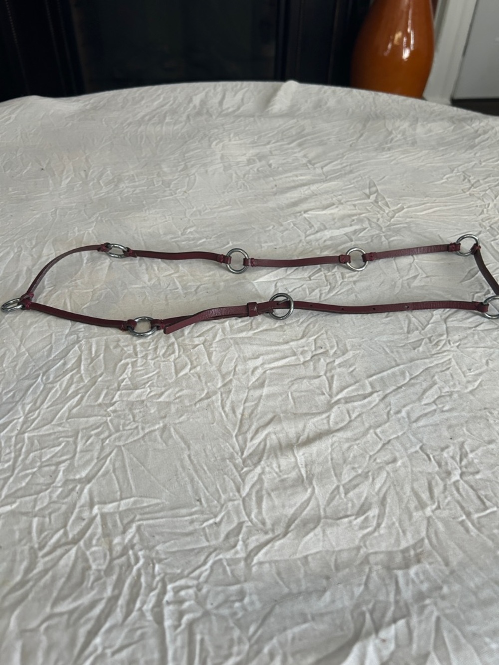 Women’s Red Ring-Link Leather Waist Chain Belt M